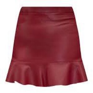 Eloquii Faux Leather Burgundy Flounce Skirt Size 16